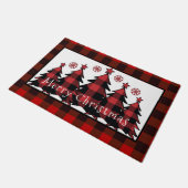 Vrolijke kerstplaid kerstbomen kerst deurmat (Schuin)