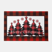 Vrolijke kerstplaid kerstbomen kerst deurmat (Voorkant)