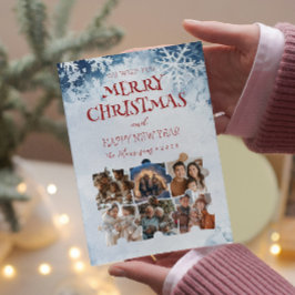 Vrolijke Kerstpuzzel Aangepaste Collage Foto's Feestdagenkaart