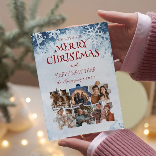 Vrolijke Kerstpuzzel Aangepaste Collage Foto's Feestdagenkaart