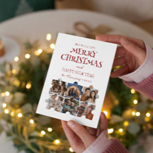 Vrolijke Kerstpuzzel Aangepaste Collage Foto's Feestdagenkaart