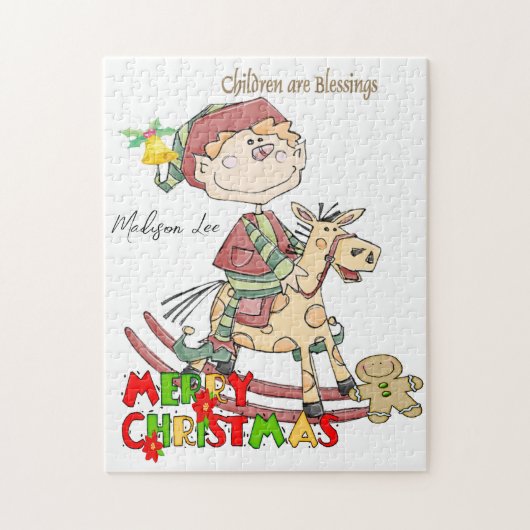 Vrolijke Kerstpuzzel Kinderen zijn Zegeningen Legpuzzel (Verticaal)