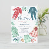 Vrolijke Kerstpyjama Feest Uitnodiging  (Staand voorkant)