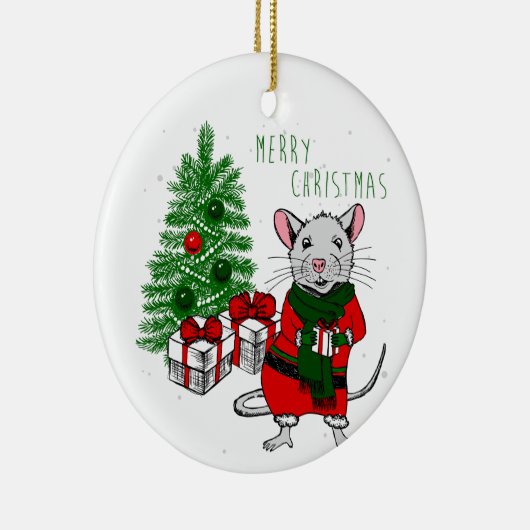 vrolijke kerstrat keramisch ornament (Rechts)