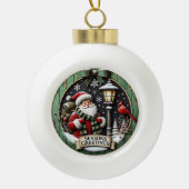 Vrolijke Kerstreis met rugzak Keramische Bal Ornament (Voorkant)