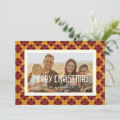 Vrolijke kerstretro midden eeuw foto feestdagenkaart (Staand voorkant)