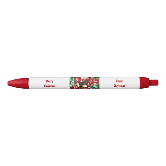 Vrolijke kerstschrijfpen blauwe inkt pen (Voorkant)