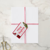 vrolijke kerstscript tekst dennenboom cadeaulabel (Met Touw)