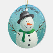 vrolijke kerstsneeuwman keramisch ornament (Links)