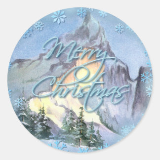 VROLIJKE KERSTSNEEUWVLOKKEN VAN SHARON SHARPE RONDE STICKER