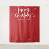 Vrolijke Kerststand Prop Foto Achtergrond Wandkleed (Voorkant)