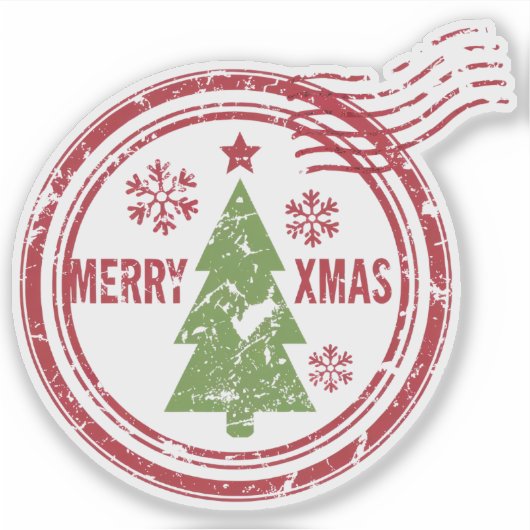  vrolijke kerststempel met poststempel sticker (Voorkant)