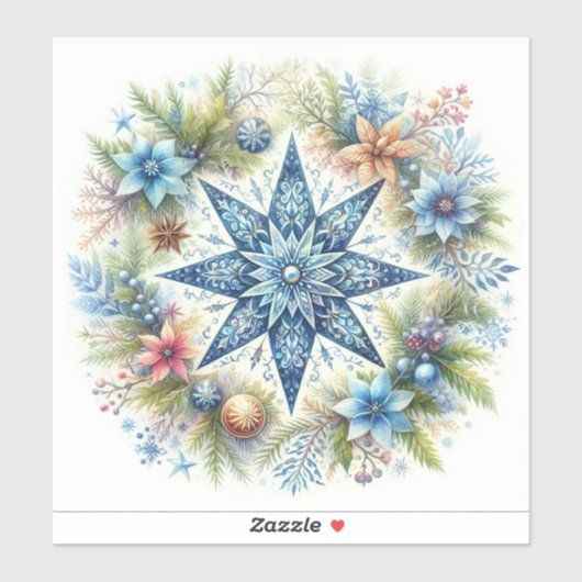VROLIJKE KERSTSTER STICKER (Vel)