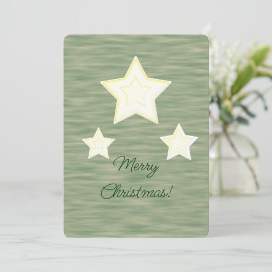 Vrolijke Kerststerren Faux Wood Flat Holiday Kaart (Staand voorkant)