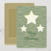 Vrolijke Kerststerren Faux Wood Flat Holiday Kaart (Voorkant / Achterkant)