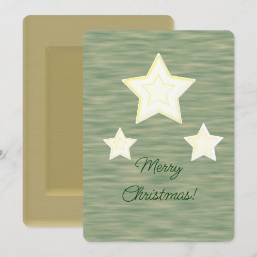 Vrolijke Kerststerren Faux Wood Flat Holiday Kaart (Voorkant / Achterkant)