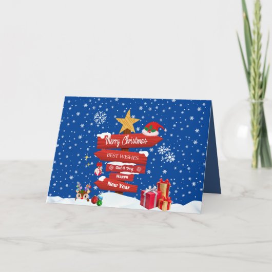 Vrolijke Kerststok Bedankkaart (Voorkant)