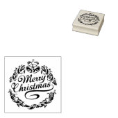 Vrolijke kersttekst, klokken en hulst rubberstempel (Gestempeld)