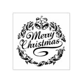 Vrolijke kersttekst, klokken en hulst rubberstempel (Afrduk)