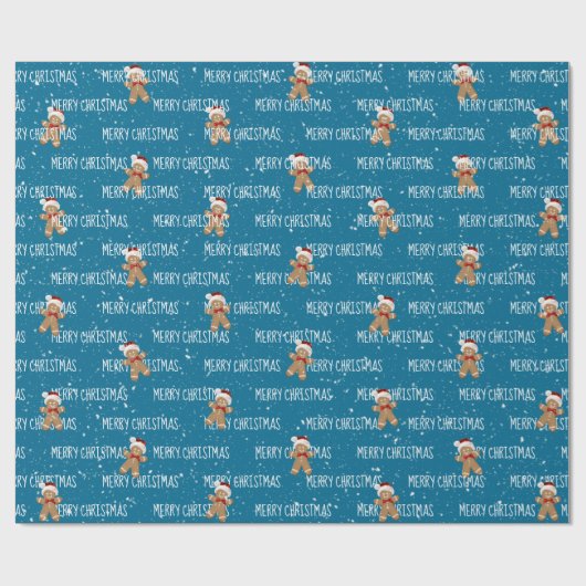 VROLIJKE KERSTTEKST MET Gingerbread Mannen Cadeaupapier (Vlak)