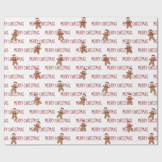 VROLIJKE KERSTTEKST MET Gingerbread Mannen Cadeaupapier (Vlak)