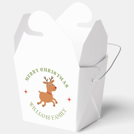 Vrolijke kersttekst rendier wit bedankdoosjes (Open)
