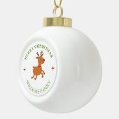 Vrolijke kersttekst rendier wit keramische bal ornament (Rechts)