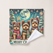 vrolijke kerstterriër Yorskhire Yorkie Bad Handdoek (Wasdoekje)