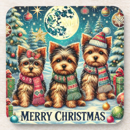  vrolijke kerstterriër Yorskhire Yorkie Bier Onderzetter