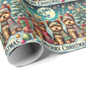  vrolijke kerstterriër Yorskhire Yorkie Cadeaupapier (Rol Hoek)