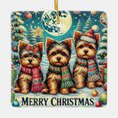  vrolijke kerstterriër Yorskhire Yorkie Keramisch Ornament (Voorkant)