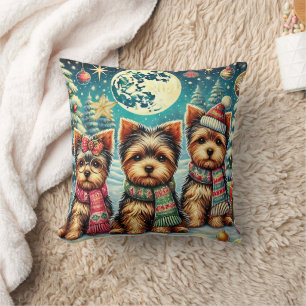  vrolijke kerstterriër Yorskhire Yorkie Kussen