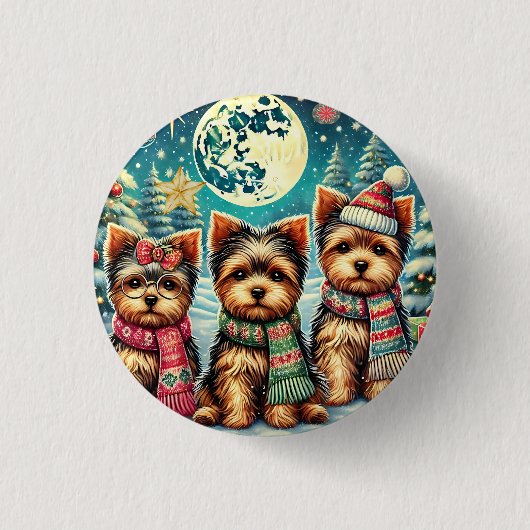  vrolijke kerstterriër Yorskhire Yorkie Ronde Button 3,2 Cm (Voorkant)