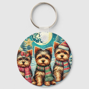 vrolijke kerstterriër Yorskhire Yorkie Sleutelhanger