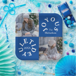 Vrolijke kersttijd 2 foto papieren bordje