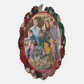 Vrolijke kersttinten van Groenen en Reds Sjabloon Ornament Kaart (Rechts)