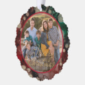 Vrolijke kersttinten van Groenen en Reds Sjabloon Ornament Kaart (Links)