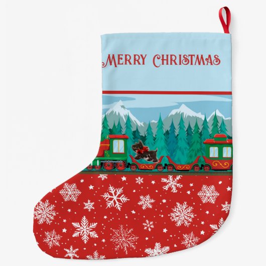 Vrolijke kersttrein en Scotty Dog Grote Kerstsok (Achterkant)