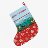 Vrolijke kersttrein en Scotty Dog Grote Kerstsok (Achterkant (Hangend))