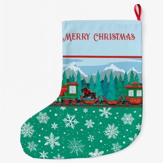 Vrolijke kersttrein en Scotty Dog Grote Kerstsok (Achterkant)