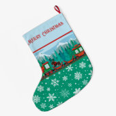 Vrolijke kersttrein en Scotty Dog Grote Kerstsok (Achterkant (Hangend))