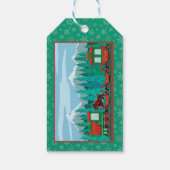 Vrolijke kersttrein met hond cadeaulabel (Achterkant)