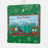 Vrolijke kersttrein met hond keramisch ornament (Links)