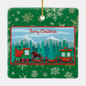 Vrolijke kersttrein met hond keramisch ornament (Achterkant)