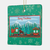 Vrolijke kersttrein met hond keramisch ornament (Links)