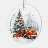 Vrolijke kersttruck keramisch ornament (Links)