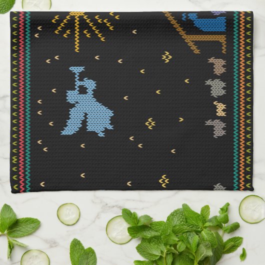 Vrolijke Kersttrui Geboorte Christelijk Vrolijk Theedoek (Gevouwen)