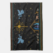 Vrolijke Kersttrui Geboorte Christelijk Vrolijk Theedoek (Verticaal)