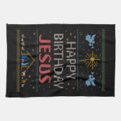 Vrolijke Kersttrui Gelukkige Verjaardag Jezus Theedoek (Horizontaal)