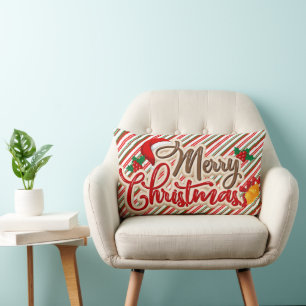Vrolijke kersttypografie Decorated kerstmuts Kussen